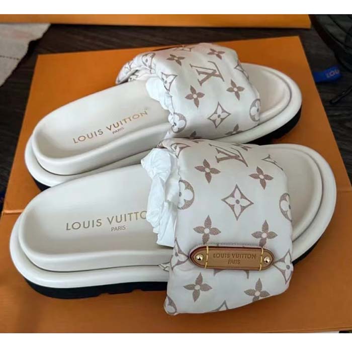 Louis Vuitton Unisex LV Pool Pillow Flat Comfort Mule Beige Monogram 1ACJZA