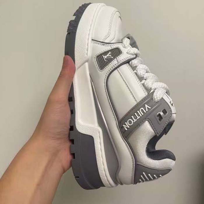 Louis Vuitton Unisex LV Trainer Maxi Sneaker Gray Calf Leather 1ACRJZ