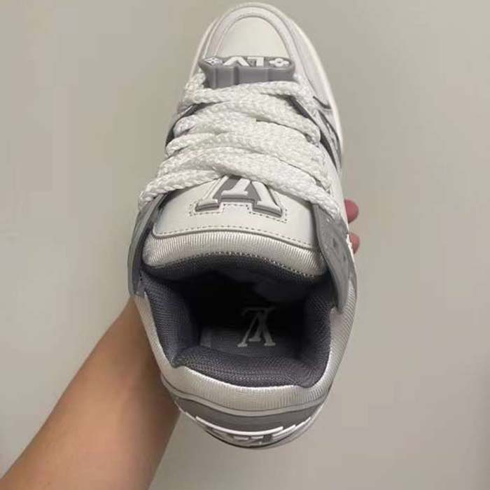 Louis Vuitton Unisex LV Trainer Maxi Sneaker Gray Calf Leather 1ACRJZ