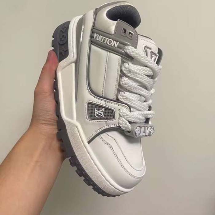 Louis Vuitton Unisex LV Trainer Maxi Sneaker Gray Calf Leather 1ACRJZ