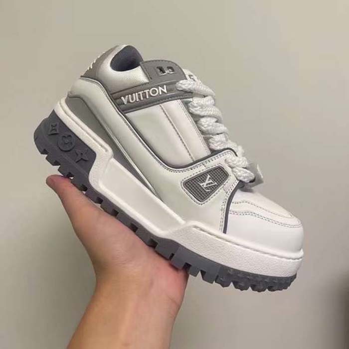 Louis Vuitton Unisex LV Trainer Maxi Sneaker Gray Calf Leather 1ACRJZ