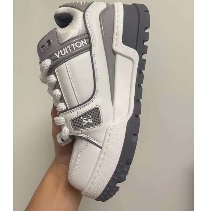 Louis Vuitton Unisex LV Trainer Maxi Sneaker Gray Calf Leather 1ACRJZ