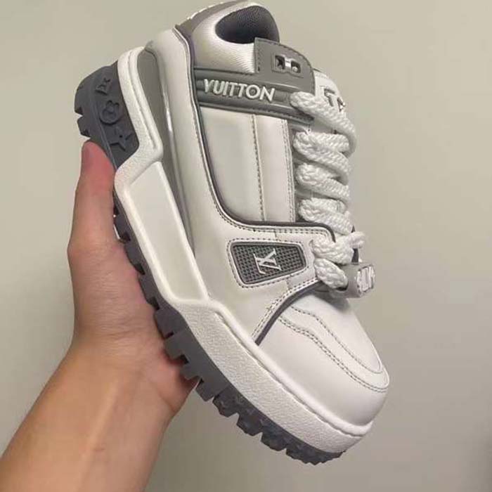 Louis Vuitton Unisex LV Trainer Maxi Sneaker Gray Calf Leather 1ACRJZ