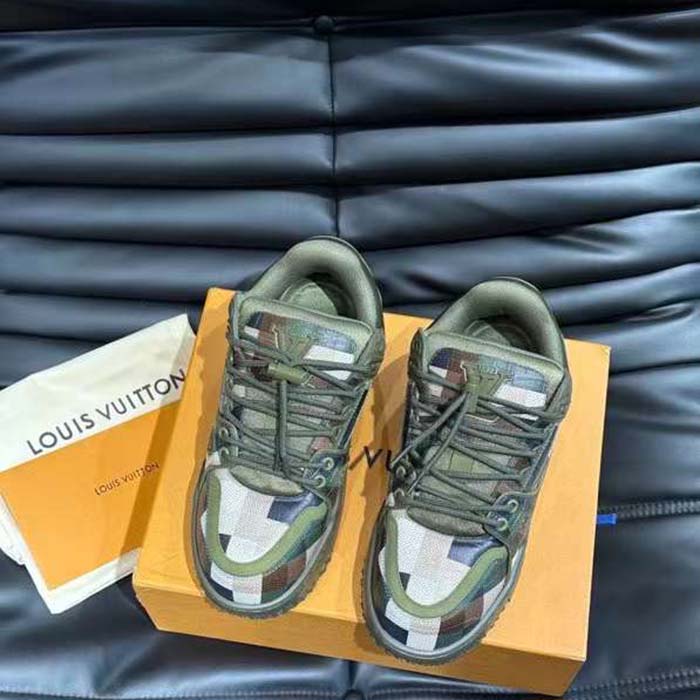 Louis Vuitton Unisex LV Trainer Maxi Sneaker Khaki Green Calf Leather 1ACNCZ
