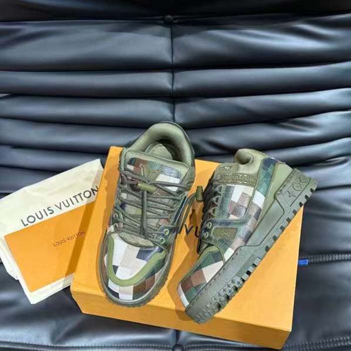 Louis Vuitton Unisex LV Trainer Maxi Sneaker Khaki Green Calf Leather 1ACNCZ