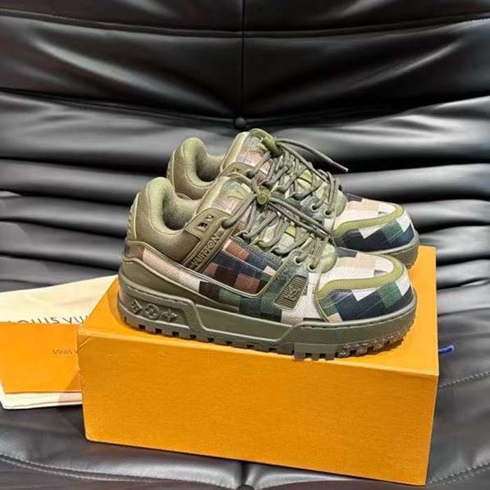 Louis Vuitton Unisex LV Trainer Maxi Sneaker Khaki Green Calf Leather 1ACNCZ