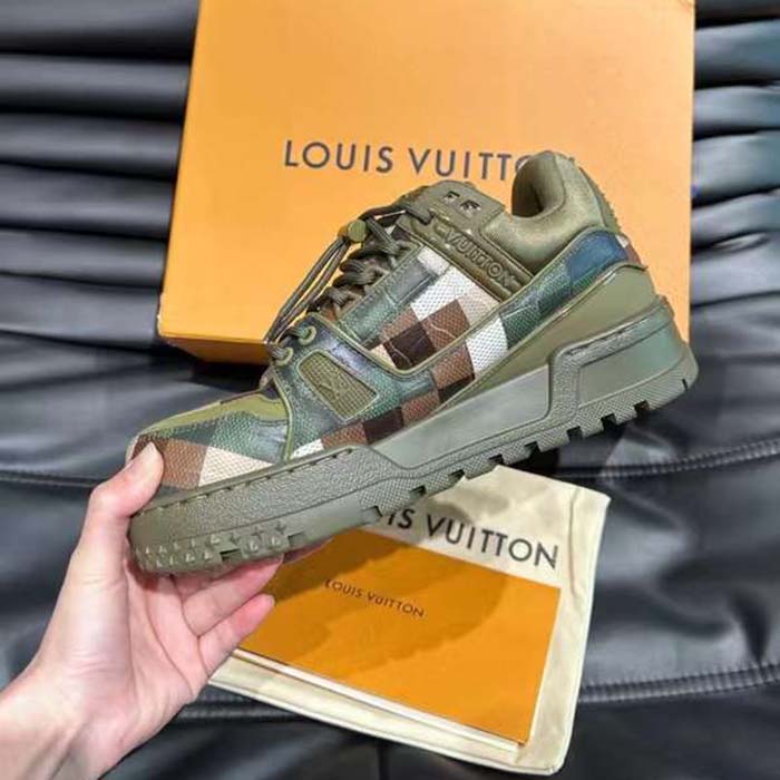 Louis Vuitton Unisex LV Trainer Maxi Sneaker Khaki Green Calf Leather 1ACNCZ