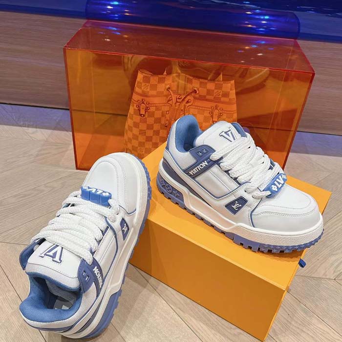 Louis Vuitton Unisex LV Trainer Maxi Sneaker Sky Blue Calf Leather 1ACRLE