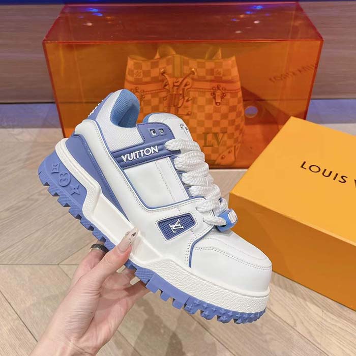 Louis Vuitton Unisex LV Trainer Maxi Sneaker Sky Blue Calf Leather 1ACRLE