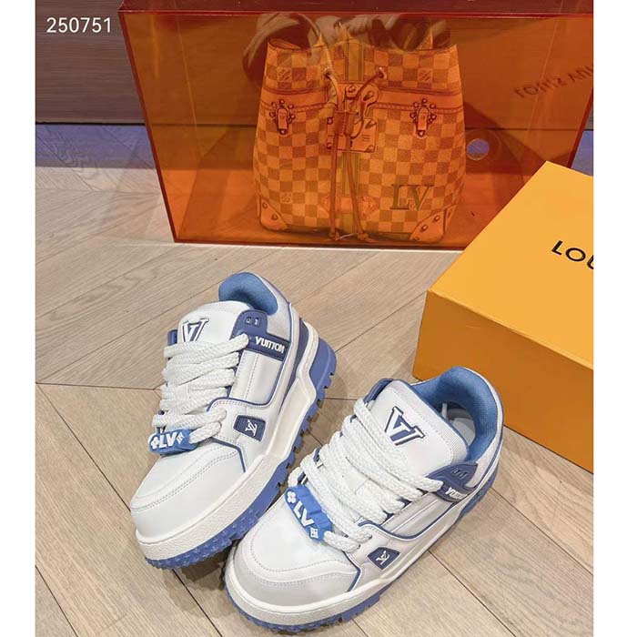 Louis Vuitton Unisex LV Trainer Maxi Sneaker Sky Blue Calf Leather 1ACRLE