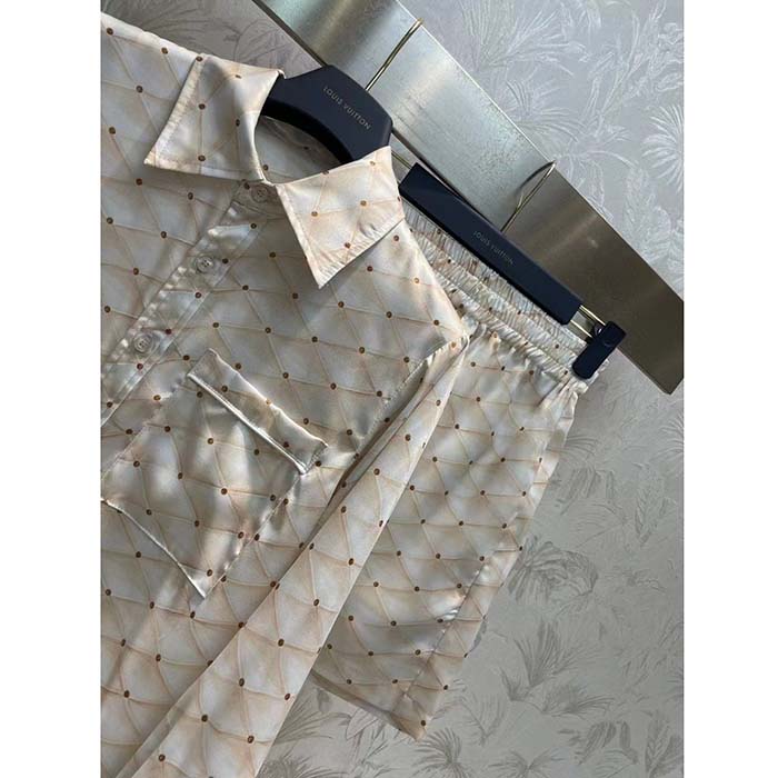 Louis Vuitton Women LV 3D Malletage Print Pajama Shirt Silk 1AFFYG
