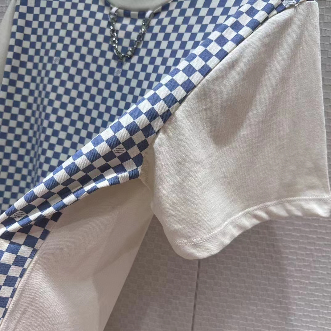 Louis Vuitton Women LV Damier Front T-Shirt Cotton Creamy White 1AFPA0