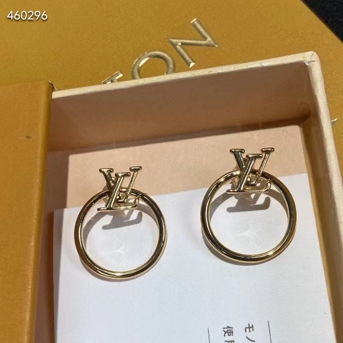 Louis Vuitton Women LV Eclipse Earrings Metal Gold-Color Initials M00763