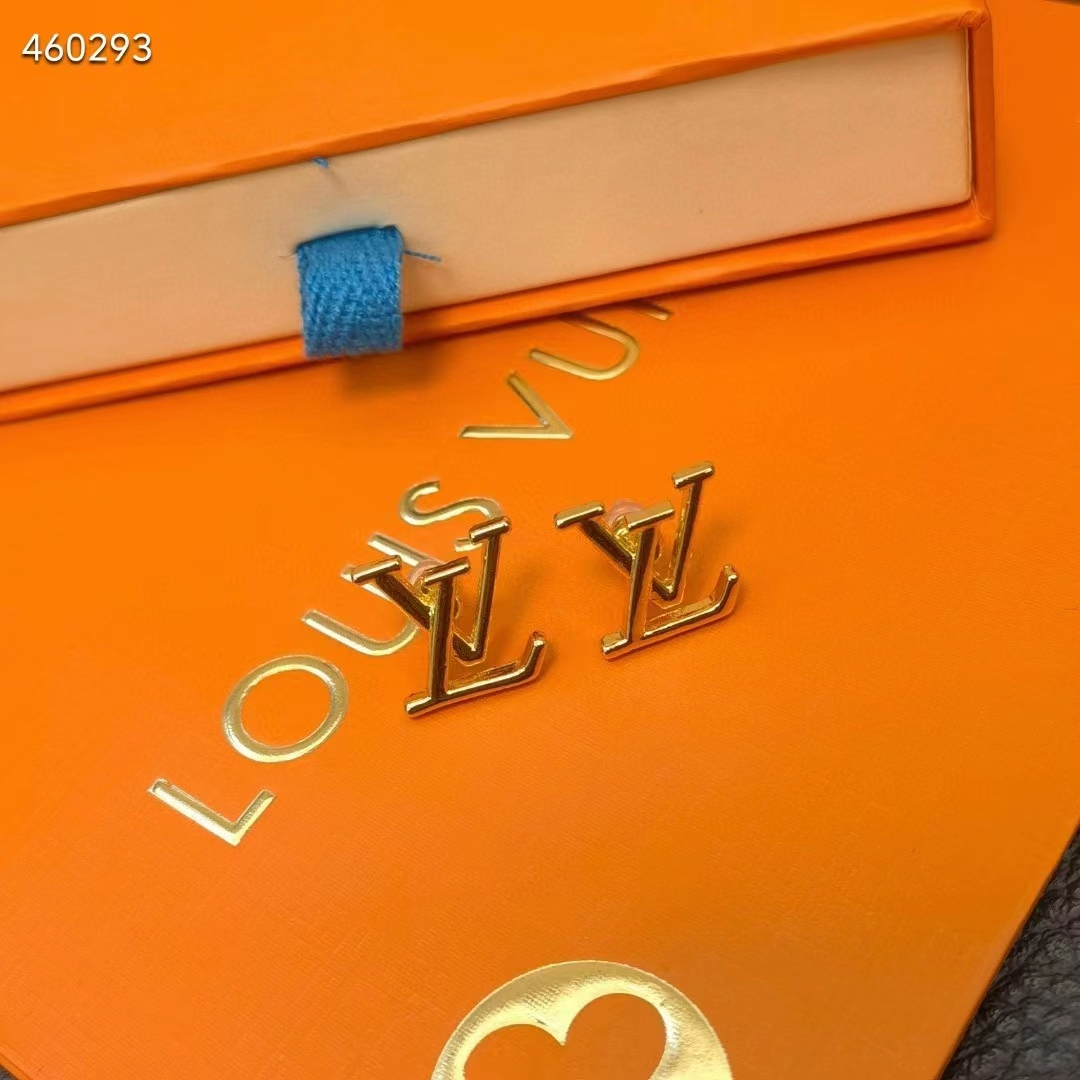 Louis Vuitton Women LV Iconic Earrings Gold-Color Initials M00743