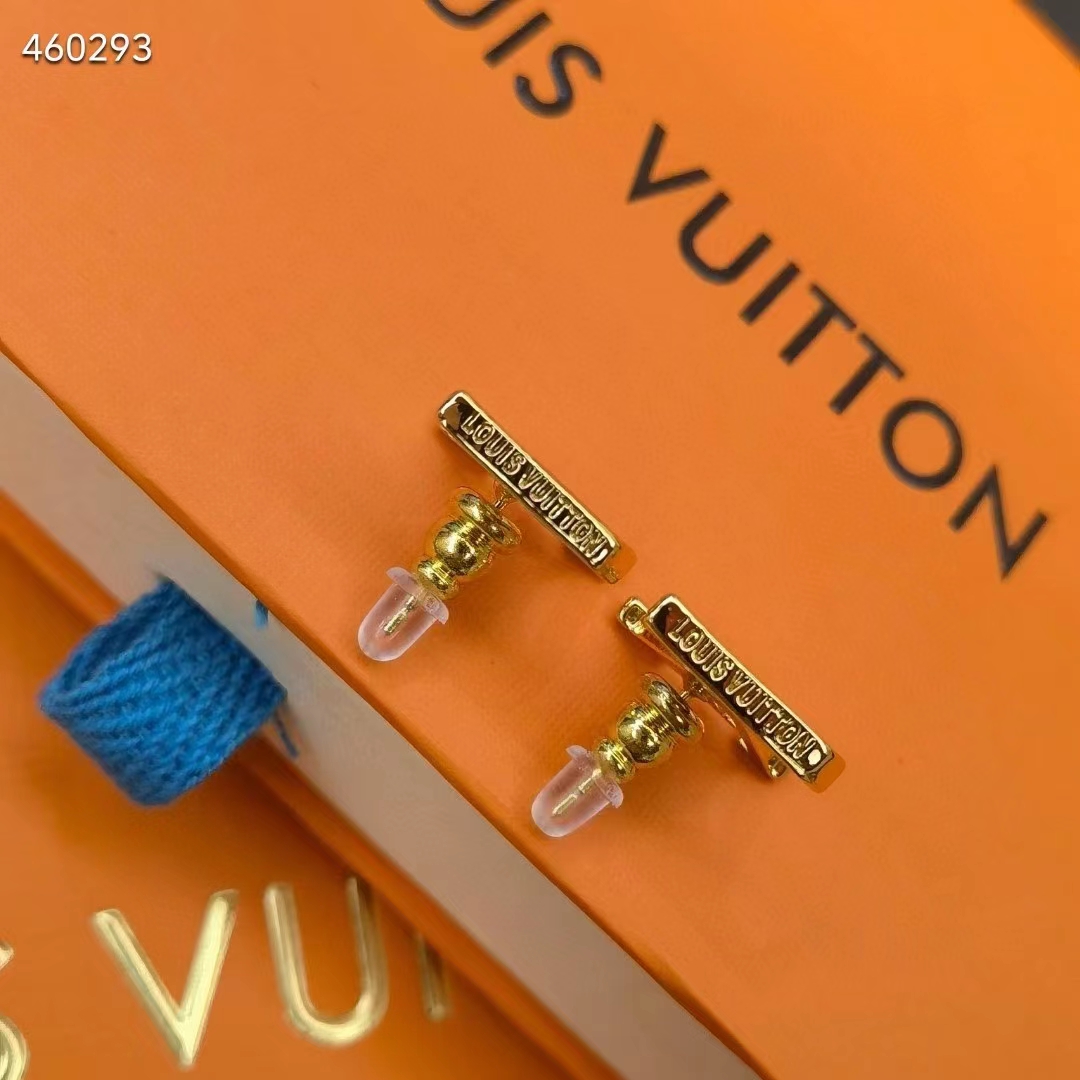Louis Vuitton Women LV Iconic Earrings Gold-Color Initials M00743