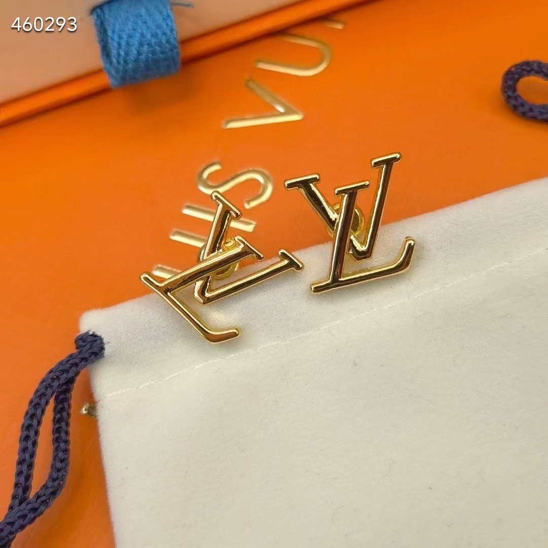 Louis Vuitton Women LV Iconic Earrings Gold-Color Initials M00743