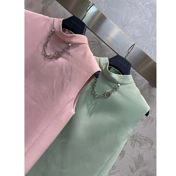 Louis Vuitton Women LV Mock-Neck Straight Dress Almond Green 1AFF75