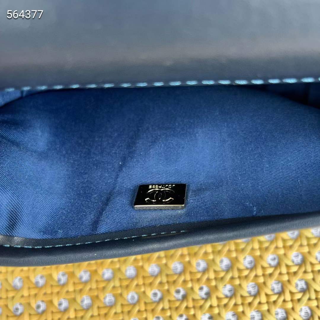 Chanel CC Women Small Messenger Bag Washed Denim Gold-Tone Metal Blue