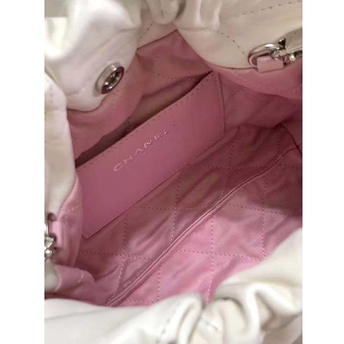 Chanel Women CC 22 Mini Handbag Patent Gradient Calfskin Lacquered Metal White Pink