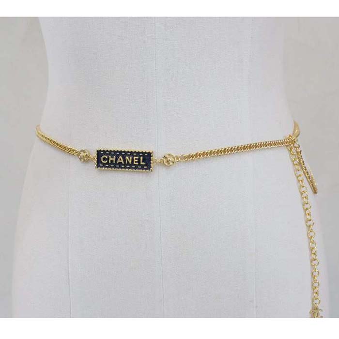 Chanel Women CC Chain Belt Metal Gold Blue Ref.  ABC748 B15375 NU456