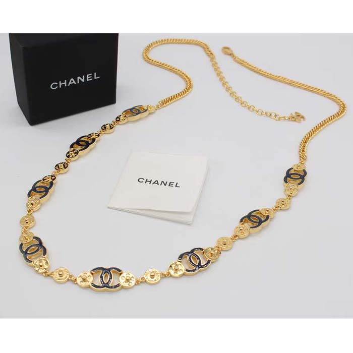 Chanel Women CC Chain Belt Metal Gold Blue Ref.  ABC749 B15375 NU456