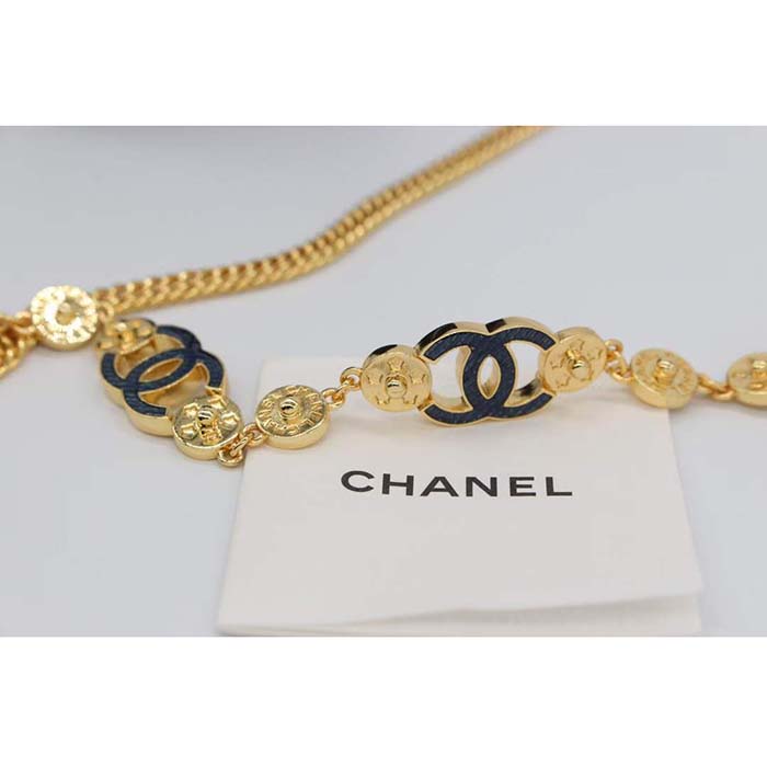 Chanel Women CC Chain Belt Metal Gold Blue Ref.  ABC749 B15375 NU456