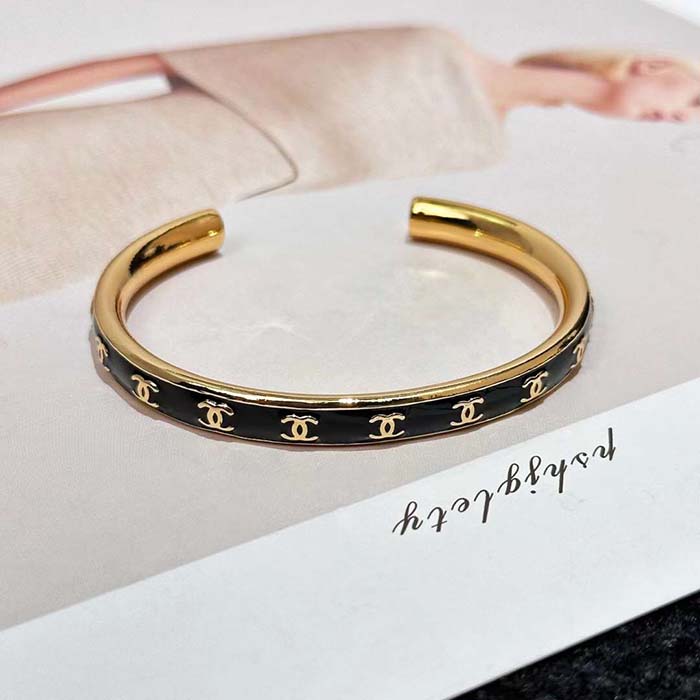 Chanel Women CC Cuff Metal Gold Black Ref.  ABC986 B16125 NW383