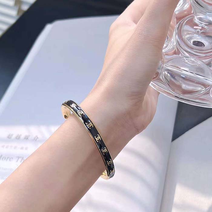 Chanel Women CC Cuff Metal Gold Black Ref.  ABC986 B16125 NW383