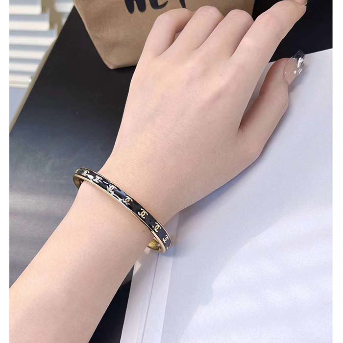 Chanel Women CC Cuff Metal Gold Black Ref.  ABC986 B16125 NW383