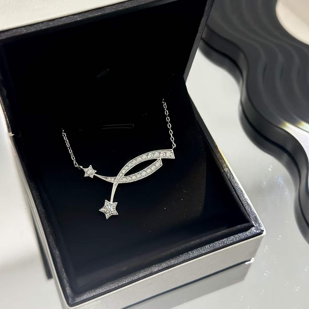 Chanel Women CC Etoile Filante Necklace 18K White Silver Diamonds