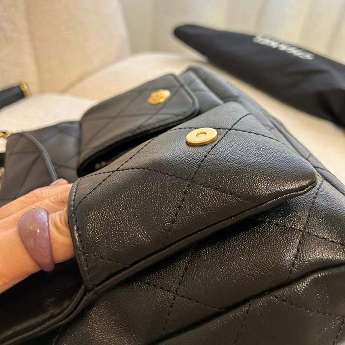 Chanel Women CC Grand Sac Hobo in Calfskin Leather-Black