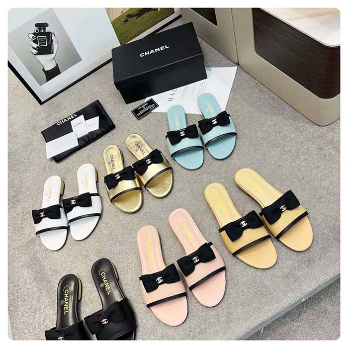 Chanel Women CC Mules Lambskin Grosgrain Black 4 CM Heel