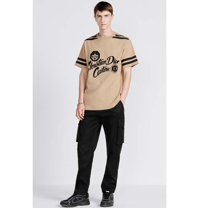 Dior CD Men Christian Dior Couture Relaxed-Fit T-Shirt Beige Cotton Jersey