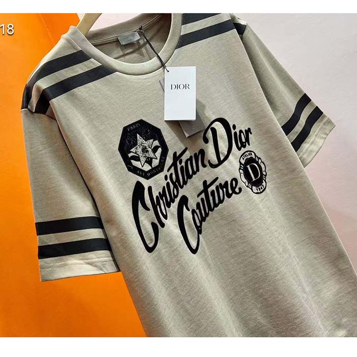 Dior CD Men Christian Dior Couture Relaxed-Fit T-Shirt Beige Cotton Jersey