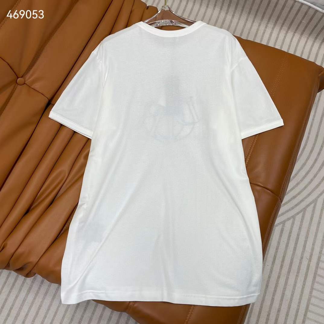 Dior CD Men Relaxed-Fit T-Shirt White Cotton Jersey Ribbed Crew Neck