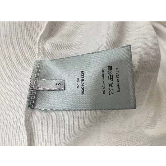 Dior CD Men T-Shirt Ecru Silk Cotton Jersey Ribbed Crew Neck