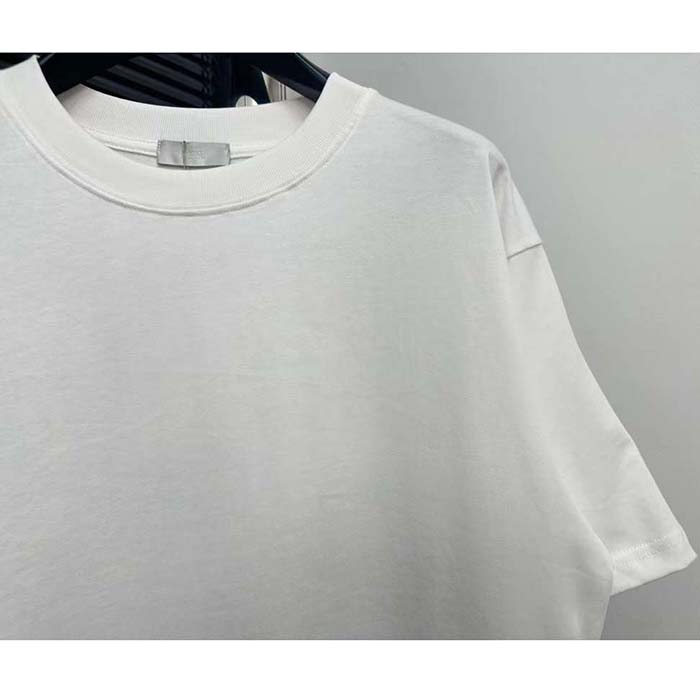 Dior CD Men T-Shirt Ecru Silk Cotton Jersey Ribbed Crew Neck