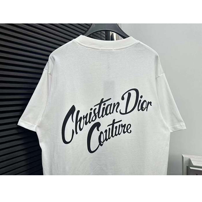 Dior CD Men T-Shirt Ecru Silk Cotton Jersey Ribbed Crew Neck