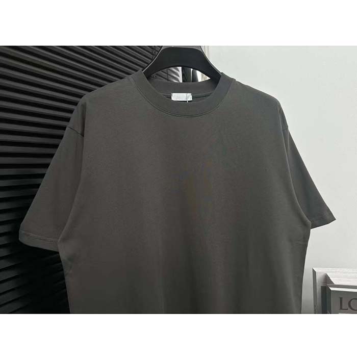 Dior CD Men T-Shirt T-Shirt Gray Cotton Jersey Silk Ribbed Crew Neck