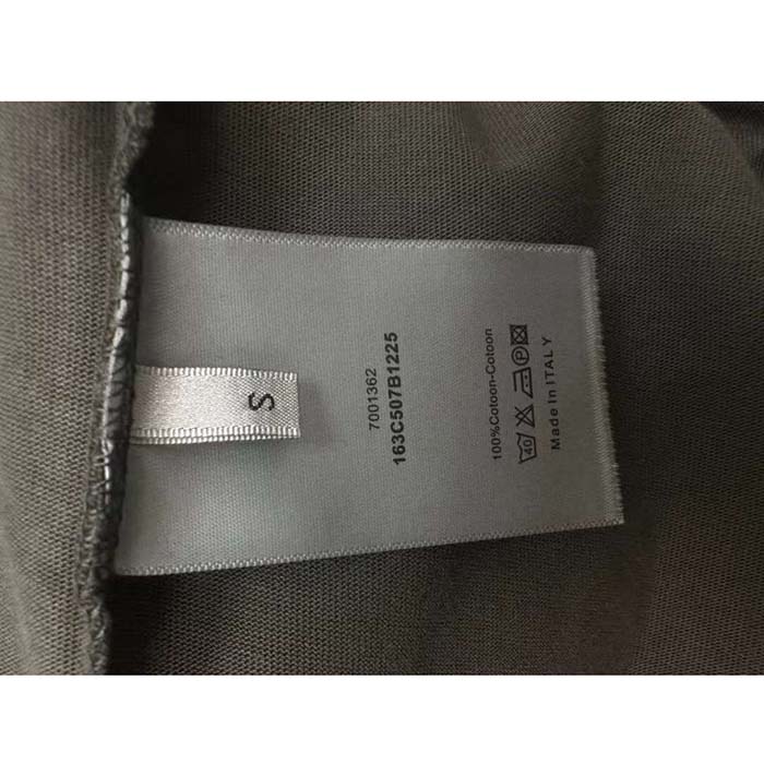 Dior CD Men T-Shirt T-Shirt Gray Cotton Jersey Silk Ribbed Crew Neck