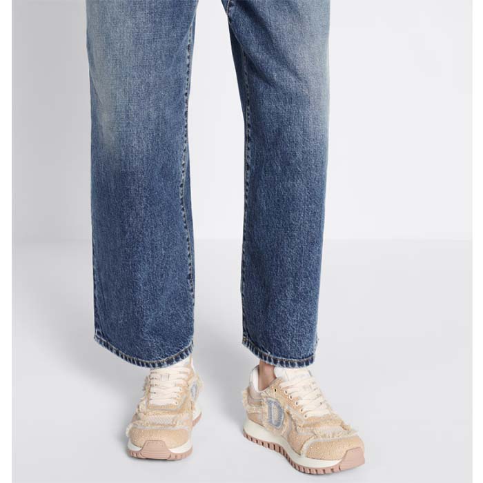 Dior CD Women C’est Dior Sneaker Embroidered Cotton Champagne Resin Pearls Mesh
