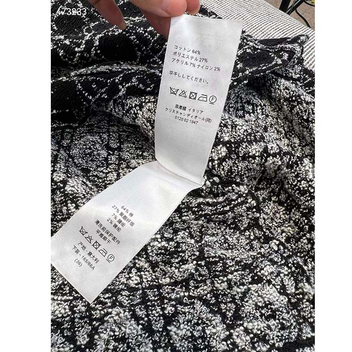 Dior CD Women Macrocannage Jacket Black White Technical Cotton Tweed