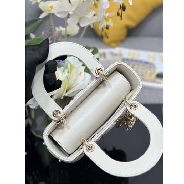 Dior CD Women Small Lady Dior My ABCDior Bag Latte Cannage Lambskin