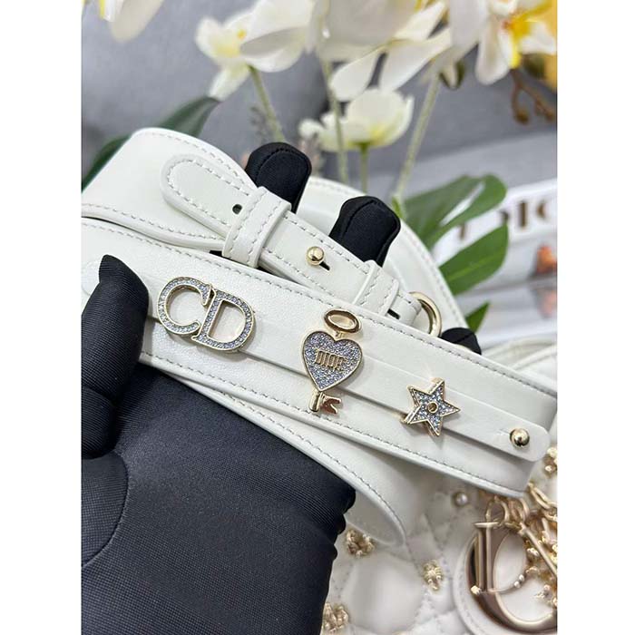 Dior CD Women Small Lady Dior My ABCDior Bag Latte Cannage Lambskin