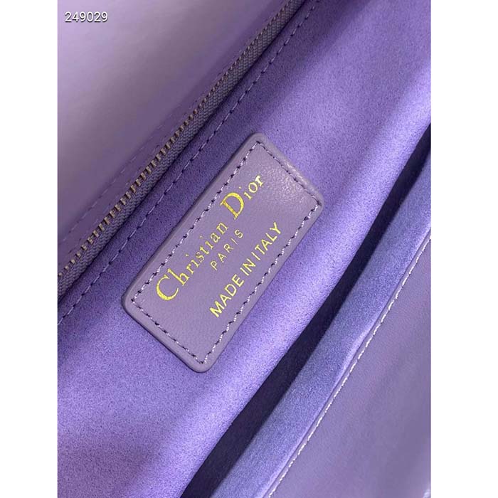 Dior CD Women Small Lady Dior My ABCDior Bag Lilac Cannage Lambskin