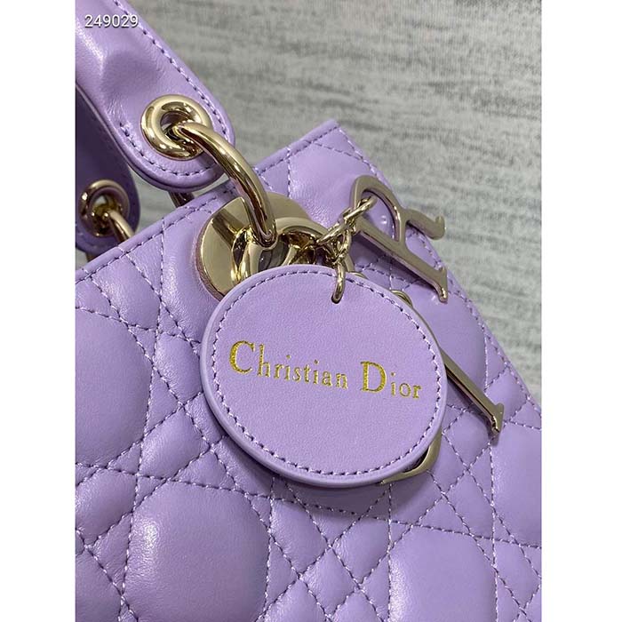 Dior CD Women Small Lady Dior My ABCDior Bag Lilac Cannage Lambskin