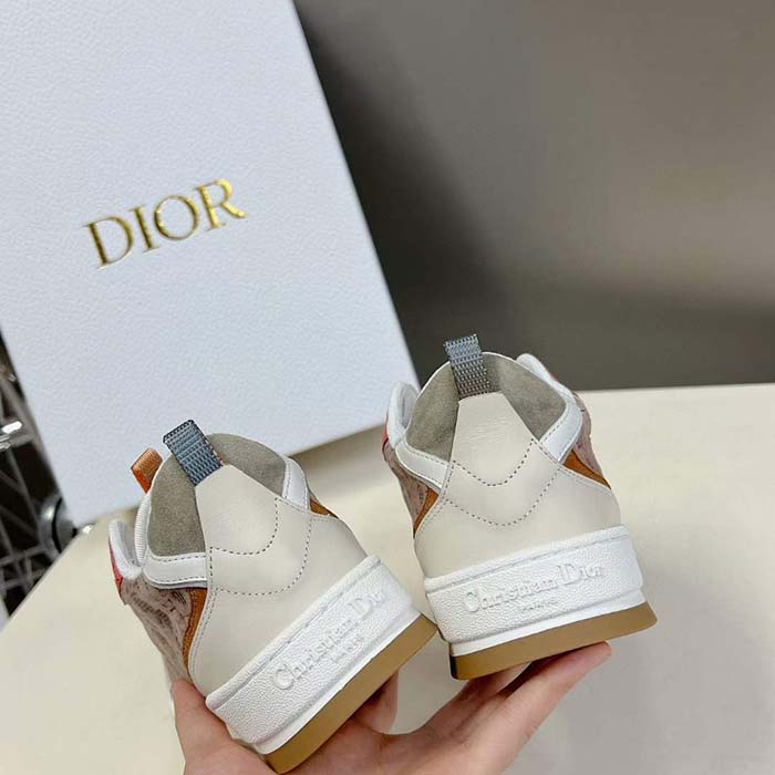 Dior Unisex CD Dior One Sneaker Beige Multicolor Calfskin Suede Calfskin Oblique