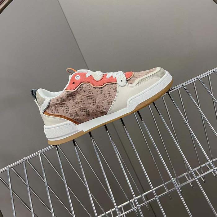 Dior Unisex CD Dior One Sneaker Beige Multicolor Calfskin Suede Calfskin Oblique