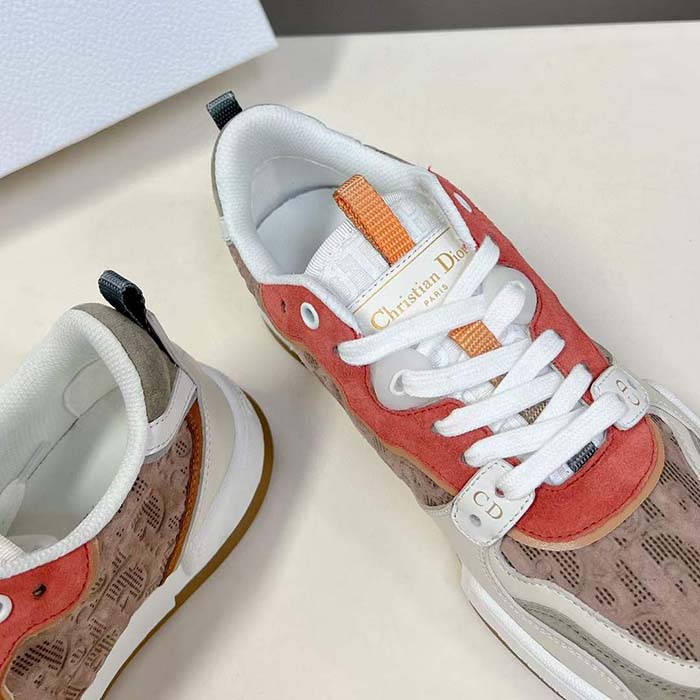 Dior Unisex CD Dior One Sneaker Beige Multicolor Calfskin Suede Calfskin Oblique