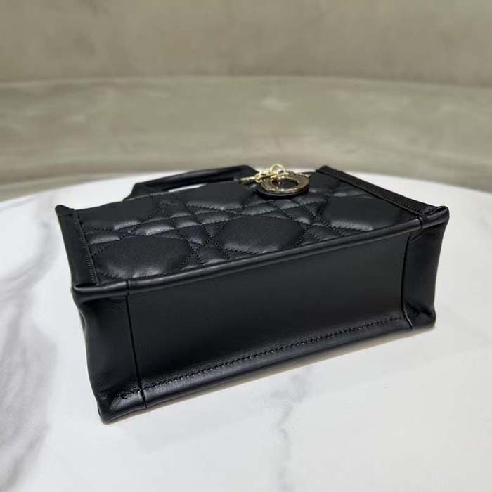 Dior Unisex CD Mini Dior Book Tote Black Macrocannage Calfskin